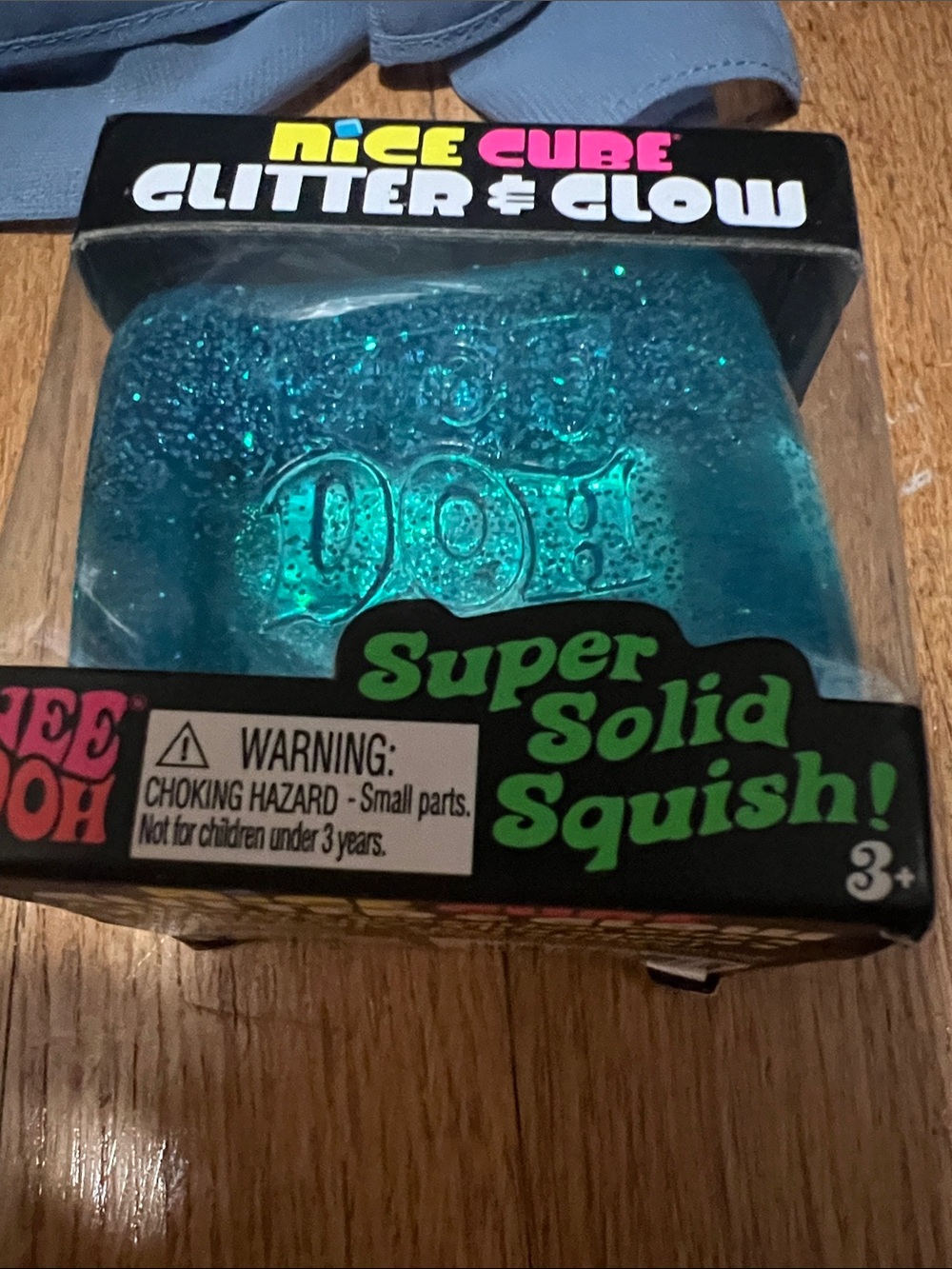 Nice Cube Glitter & Glow Super Solid Squish - Teal Blue